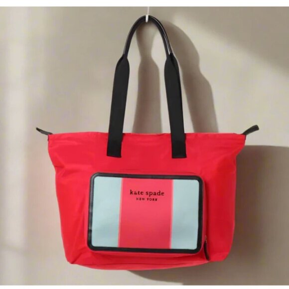 kate spade Handbags - Kate Spade Journey Large Tote Nylon Shoulder Bag Red Packable Travel Lightweight